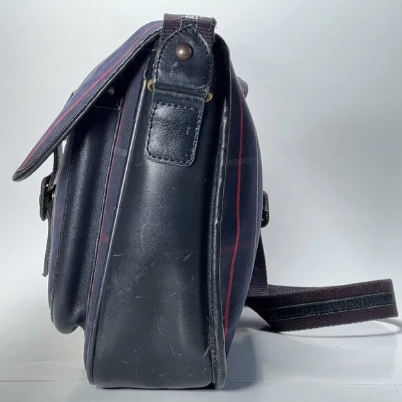 Vintage Burberry's Nova Check Messenger Bag Pre-1999 Plaid Crossbody Leather - Picture 5 of 7